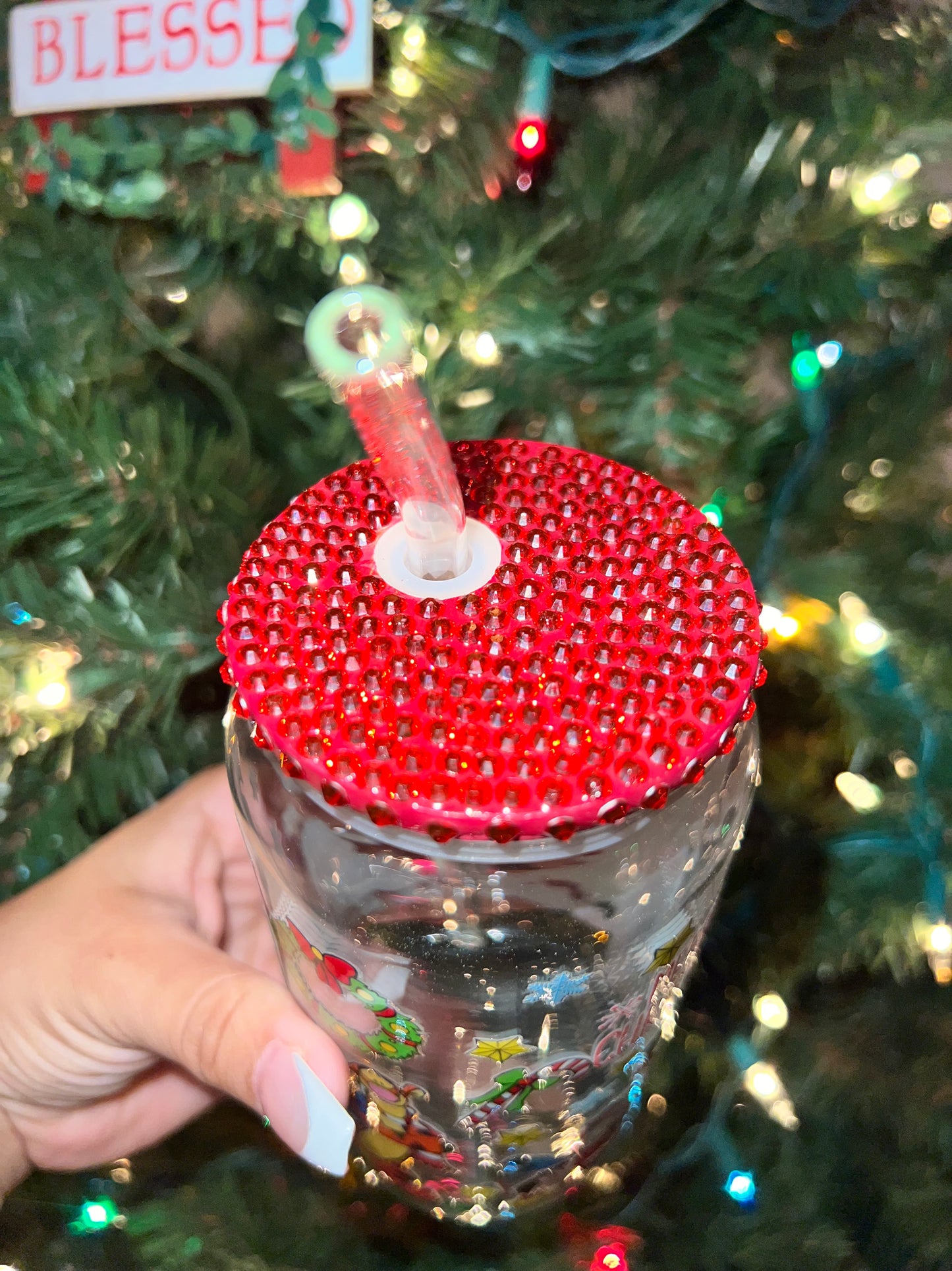 Merry Christmas bling glass cup