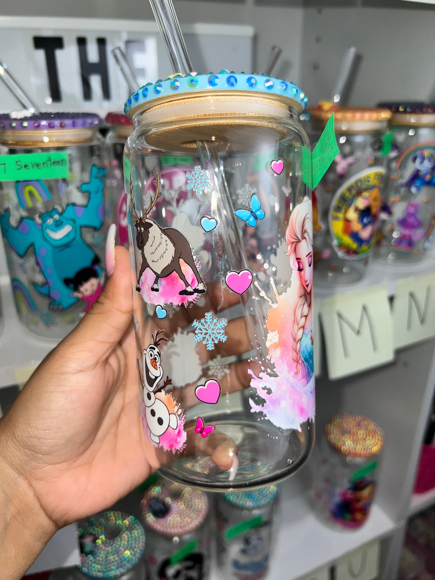 Frozen ❄️ bling glass cup