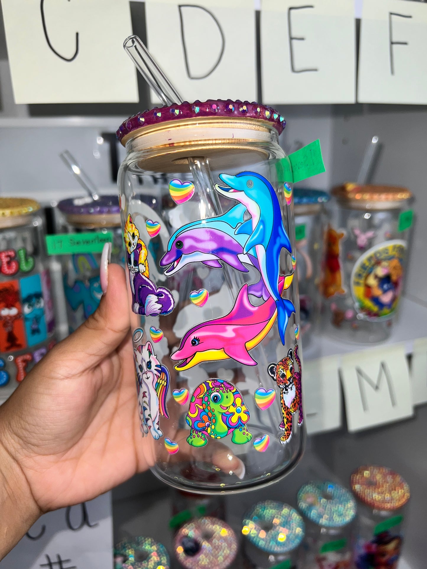 Lisa Frank bling glass cup 🐬