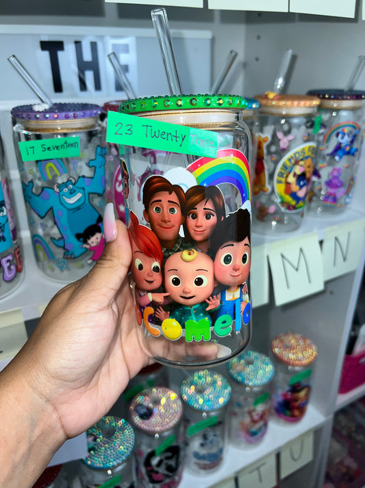 Cocomelon 💚 bling glass cup