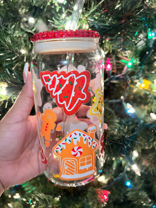 The gingerbread man bling glass cup