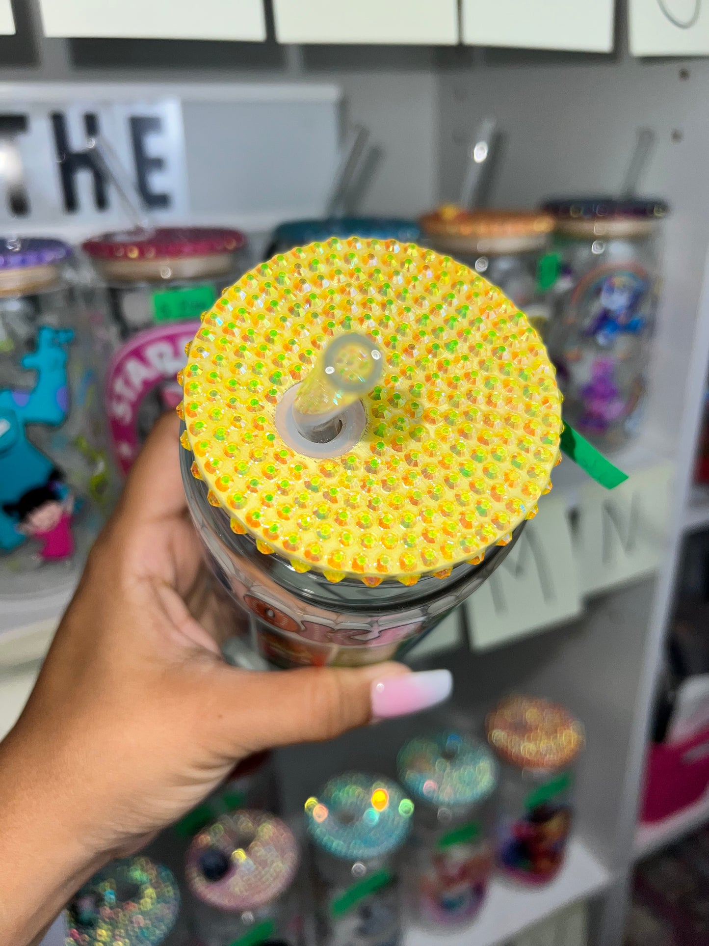 Inside out bling glass cup