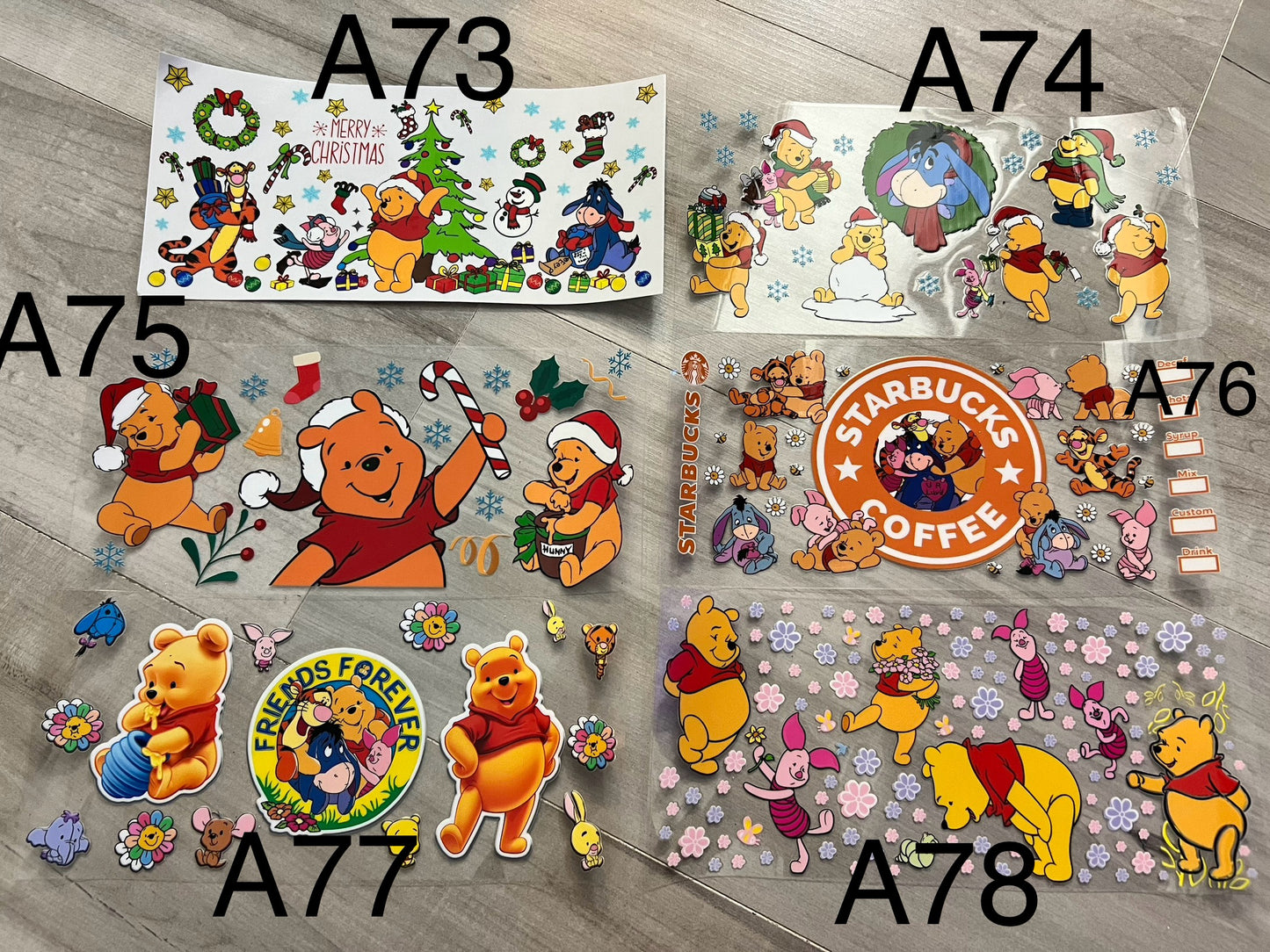 Pooh bear uv transfers wraps