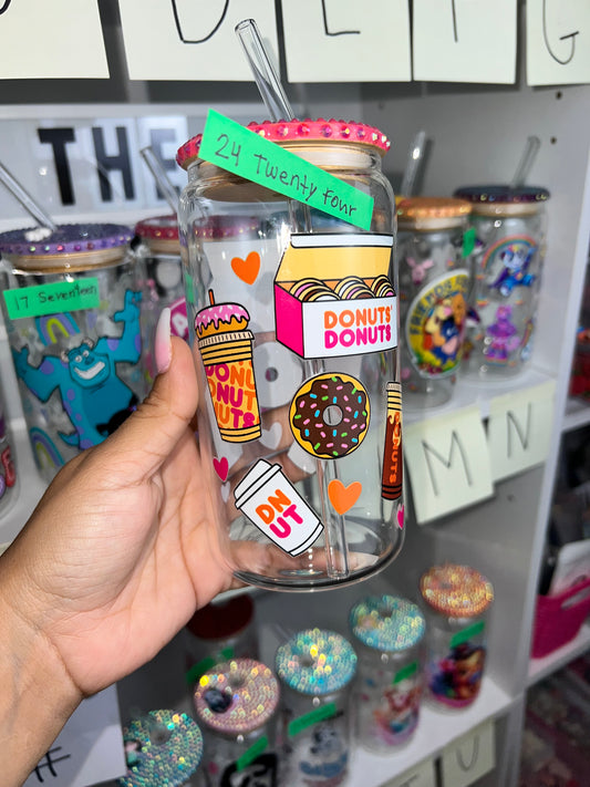 Dunkin bling glass cup