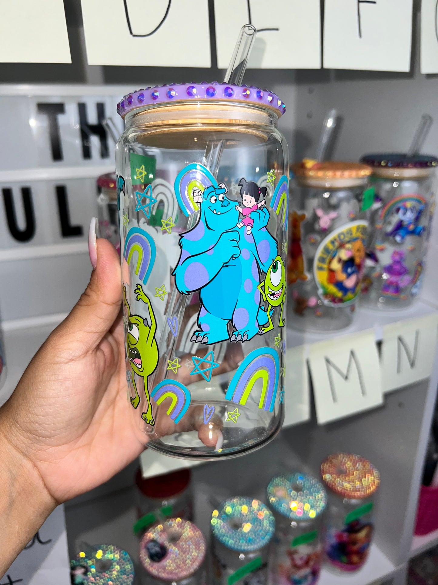 Monsters Inc. bling glass cup