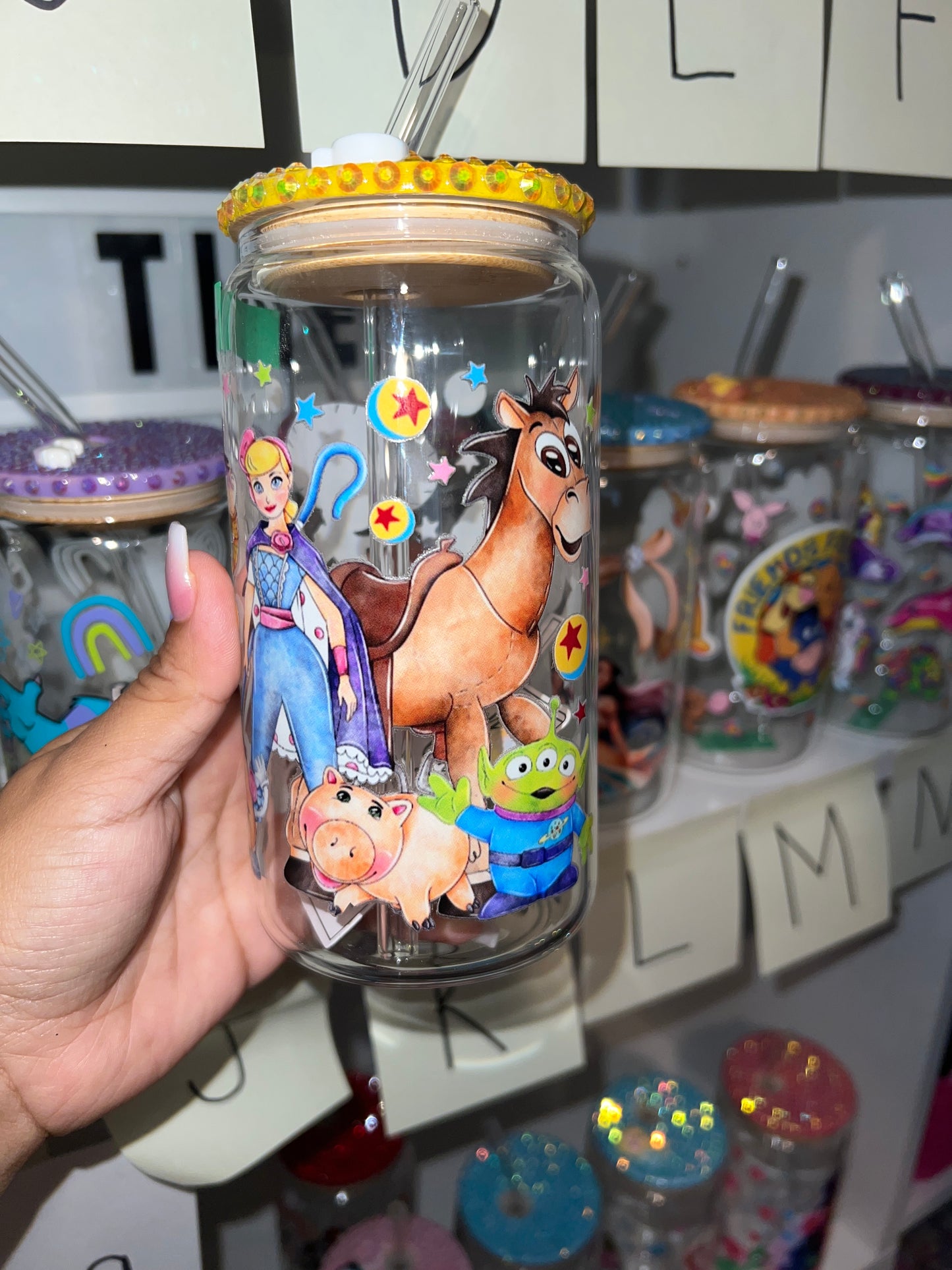 Toy story glass bling cup