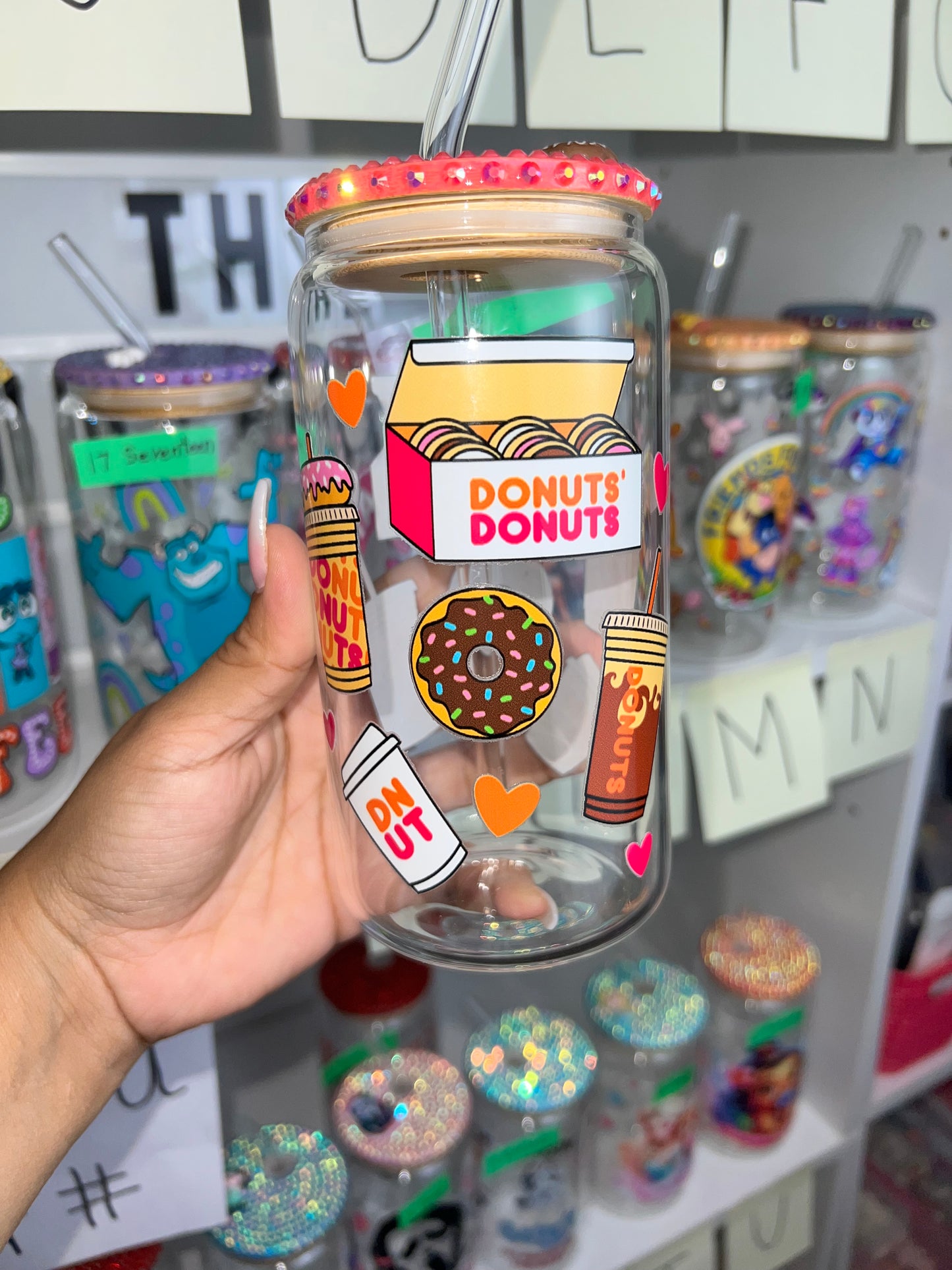 Dunkin bling glass cup