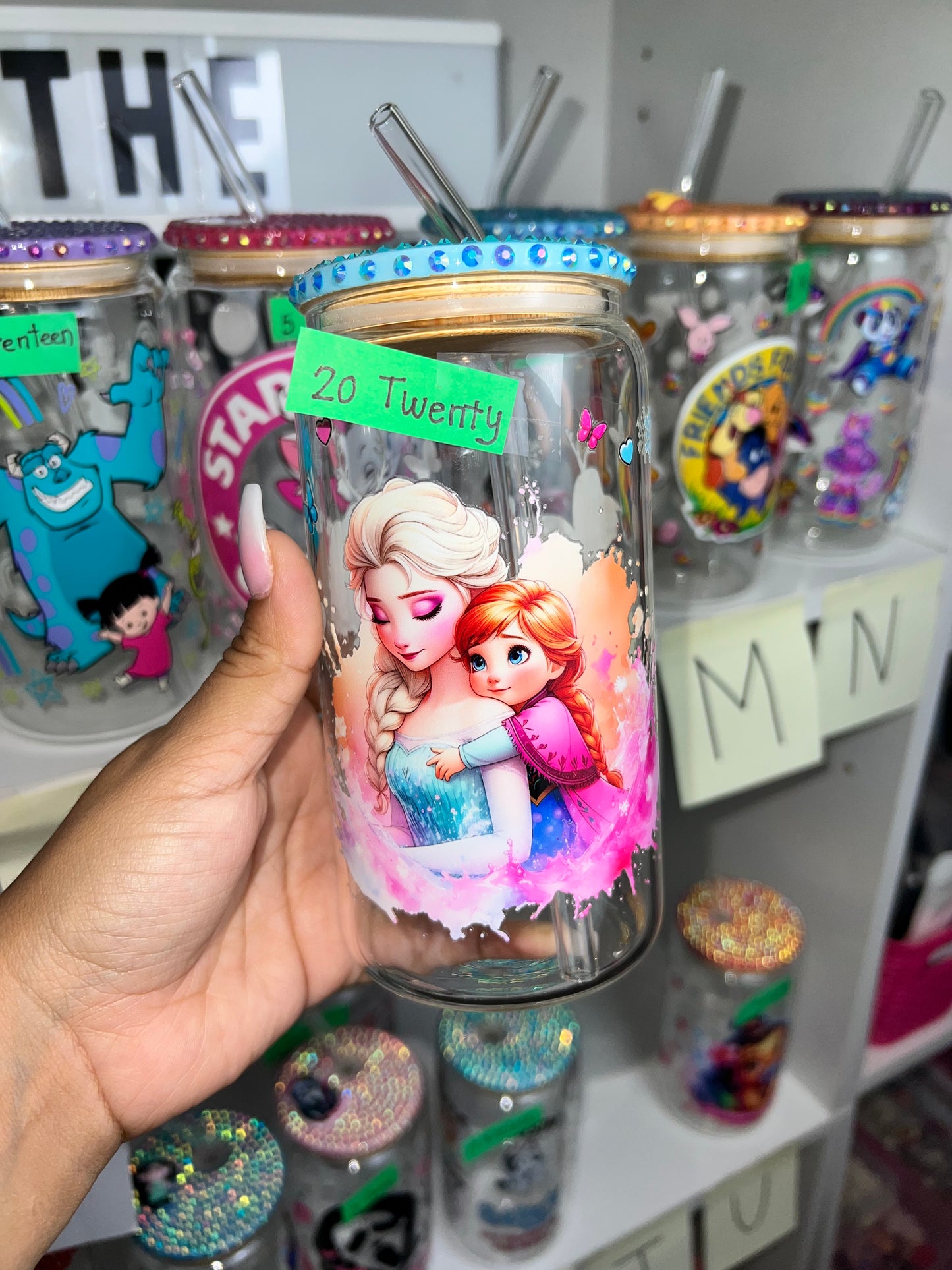 Frozen ❄️ bling glass cup