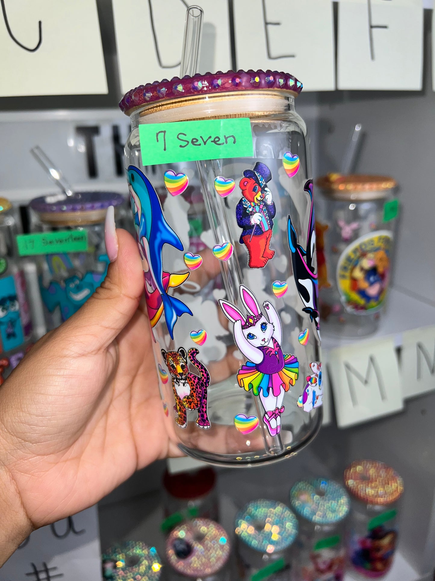 Lisa Frank bling glass cup 🐬