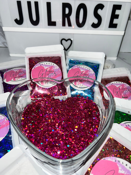 Fushia Polyester chunky glitter mix -2oz bag