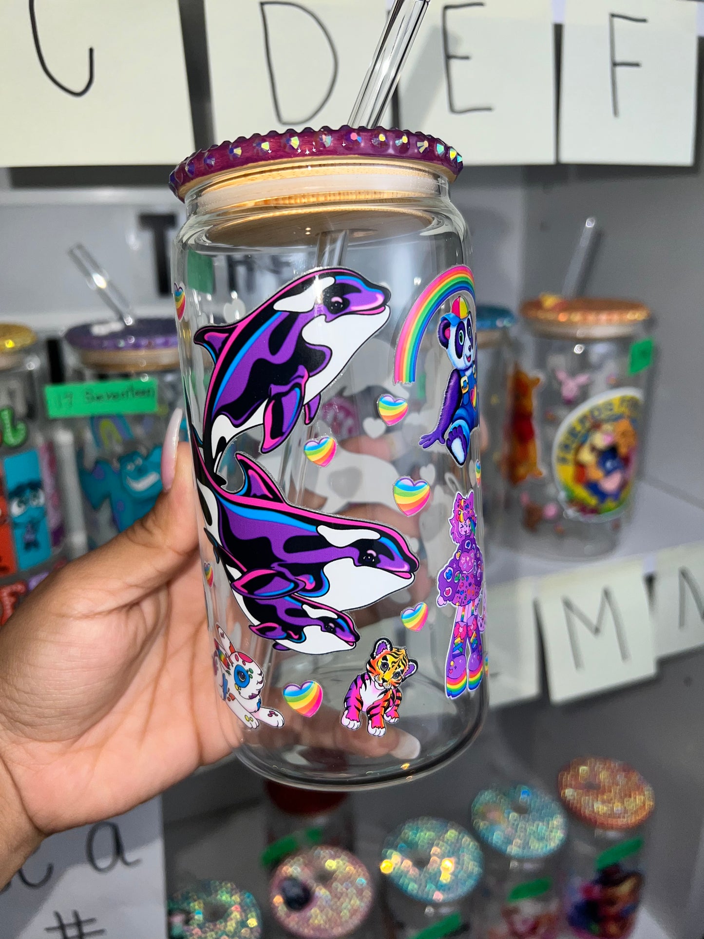 Lisa Frank bling glass cup 🐬