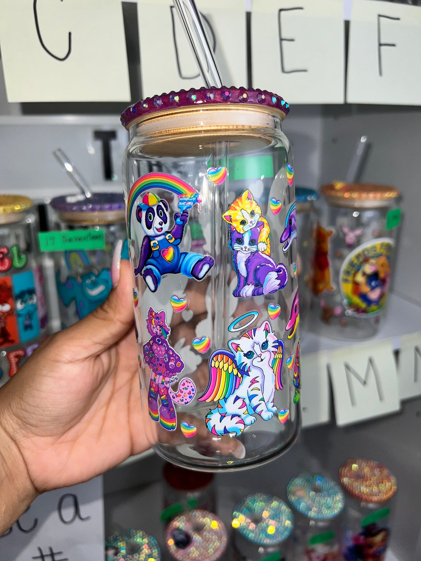 Lisa Frank bling glass cup 🐬