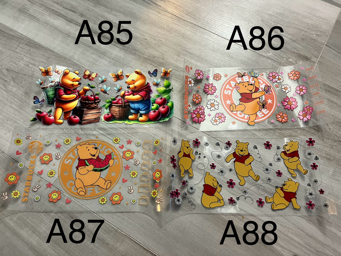 Pooh bear uv transfers wraps