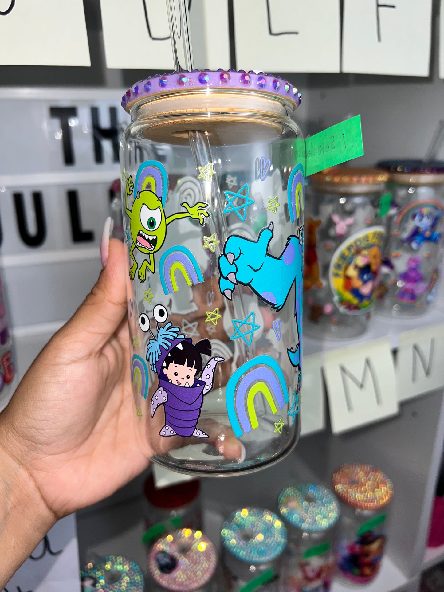 Monsters Inc. bling glass cup