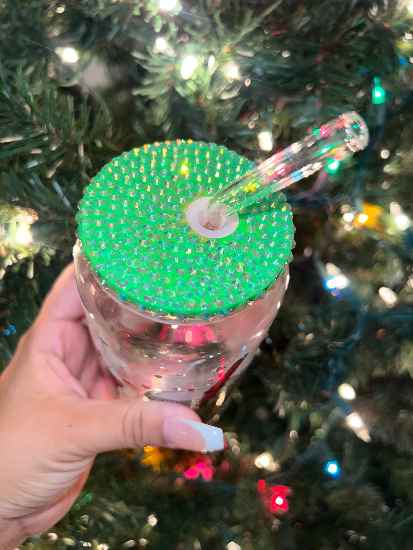 Grinchmas bling glass cups