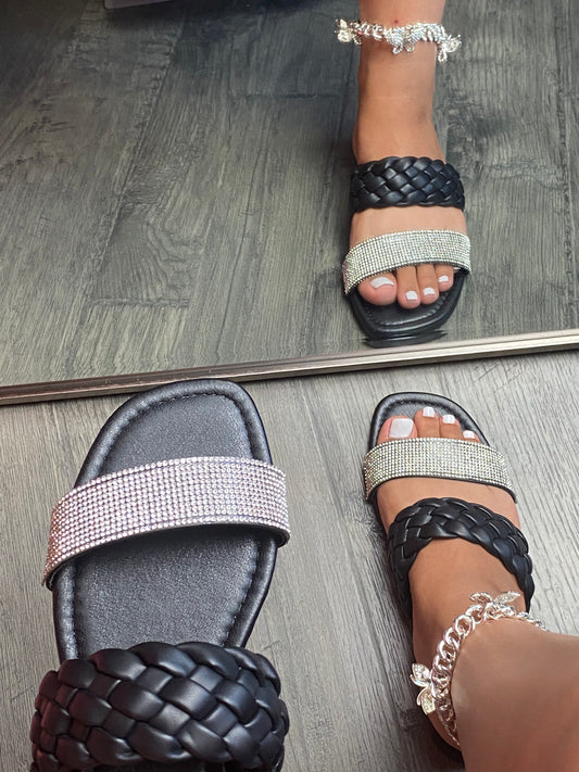 Black Rhinestone sandals